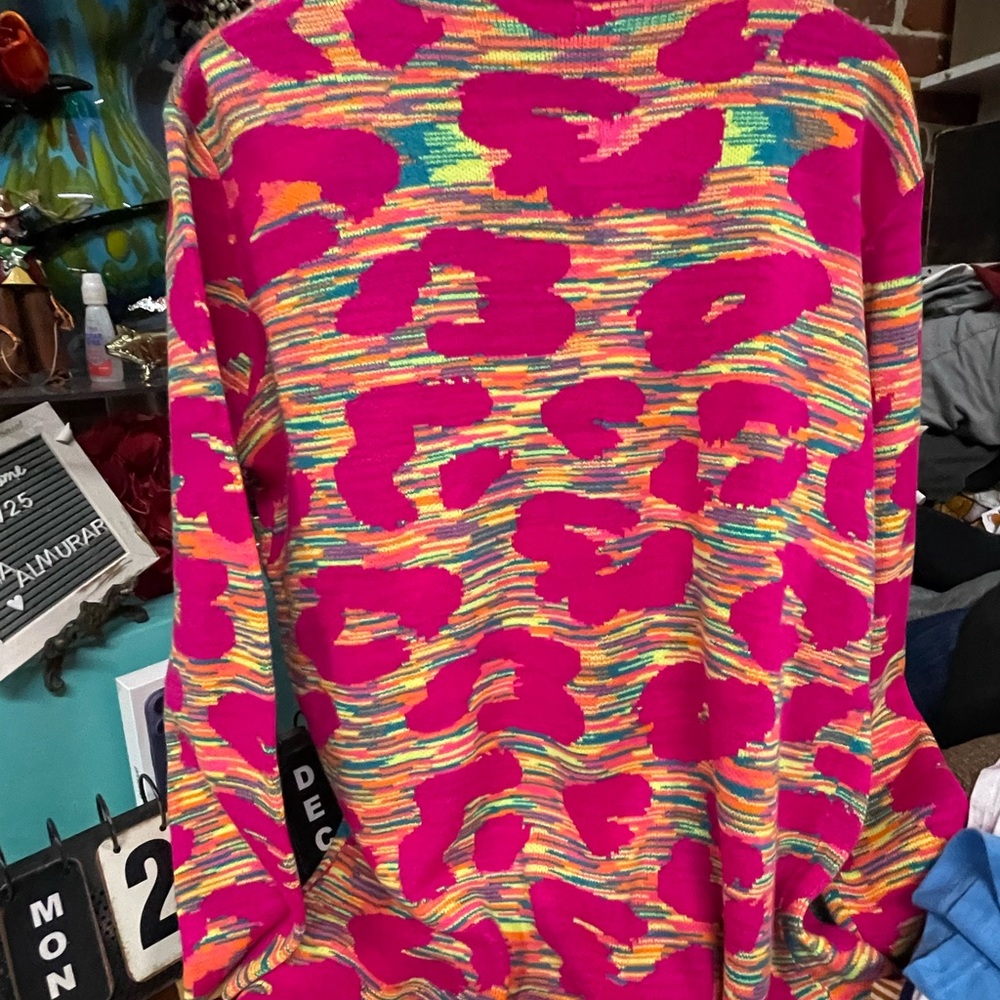 Crazy Train Hot Pink Multicolor Drape Cardigan - Picture 6 of 8